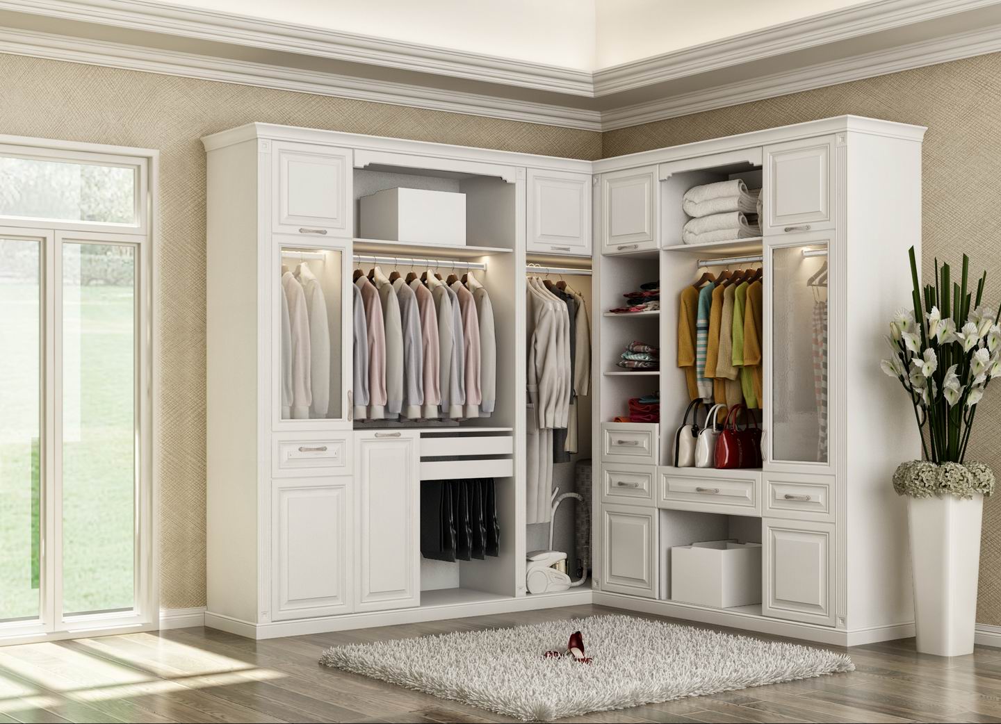 全鋁衣柜-03（風(fēng)格：簡歐；顏色：暖白）